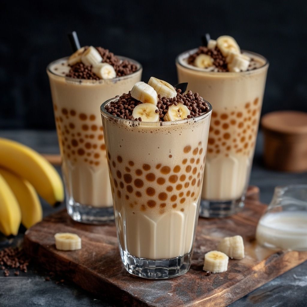 Banana Milktea with smooth banana flavor and fresh milk tea